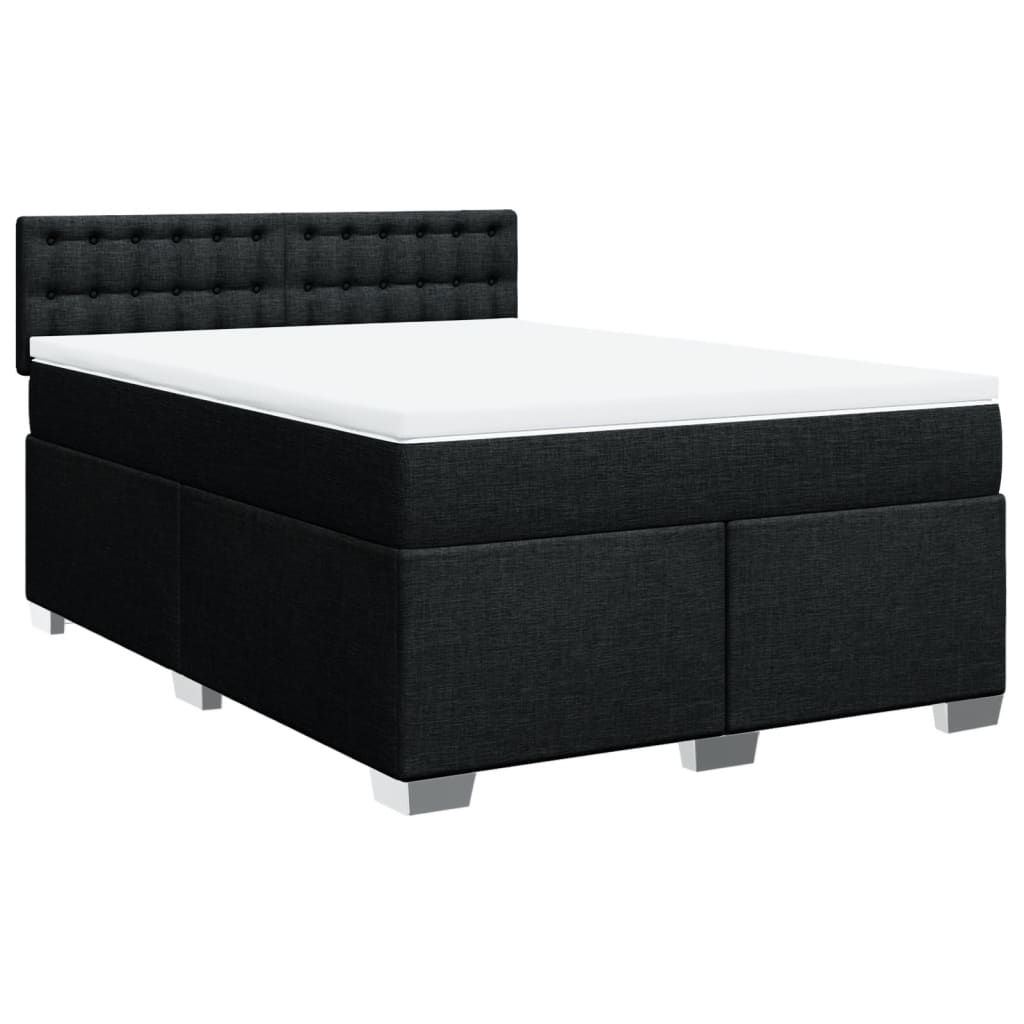 Boxspring met matras stof zwart 140x200 cm