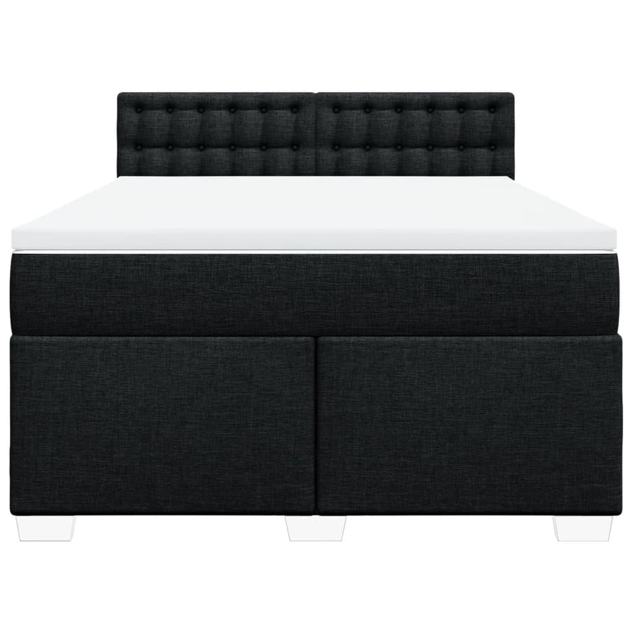 Boxspring met matras stof zwart 140x200 cm