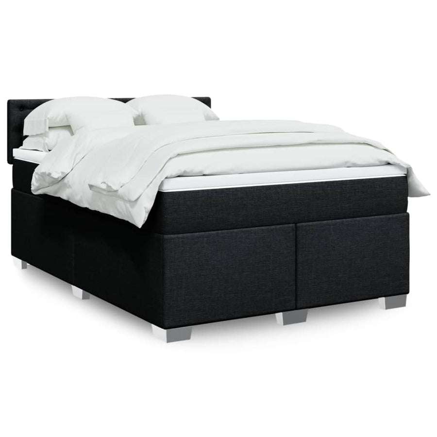 Boxspring met matras stof zwart 140x200 cm