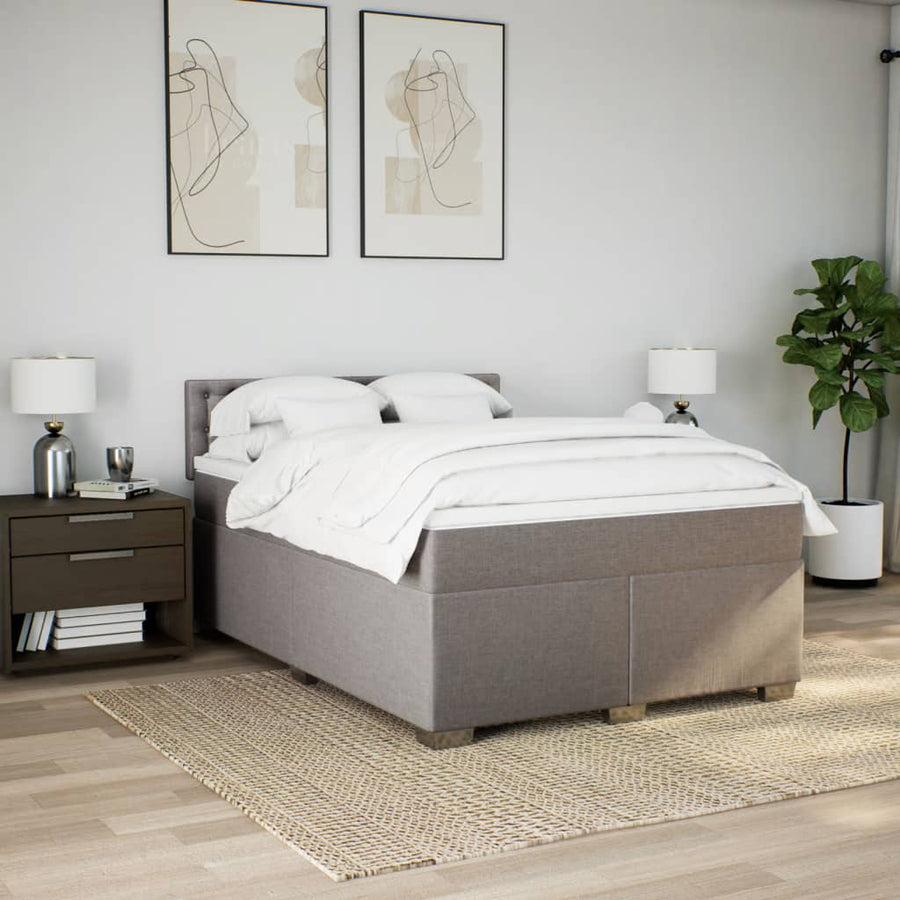 Boxspring met matras stof taupe 140x200 cm