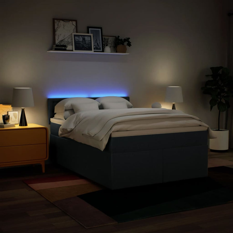 Boxspring met matras stof blauw 140x200 cm