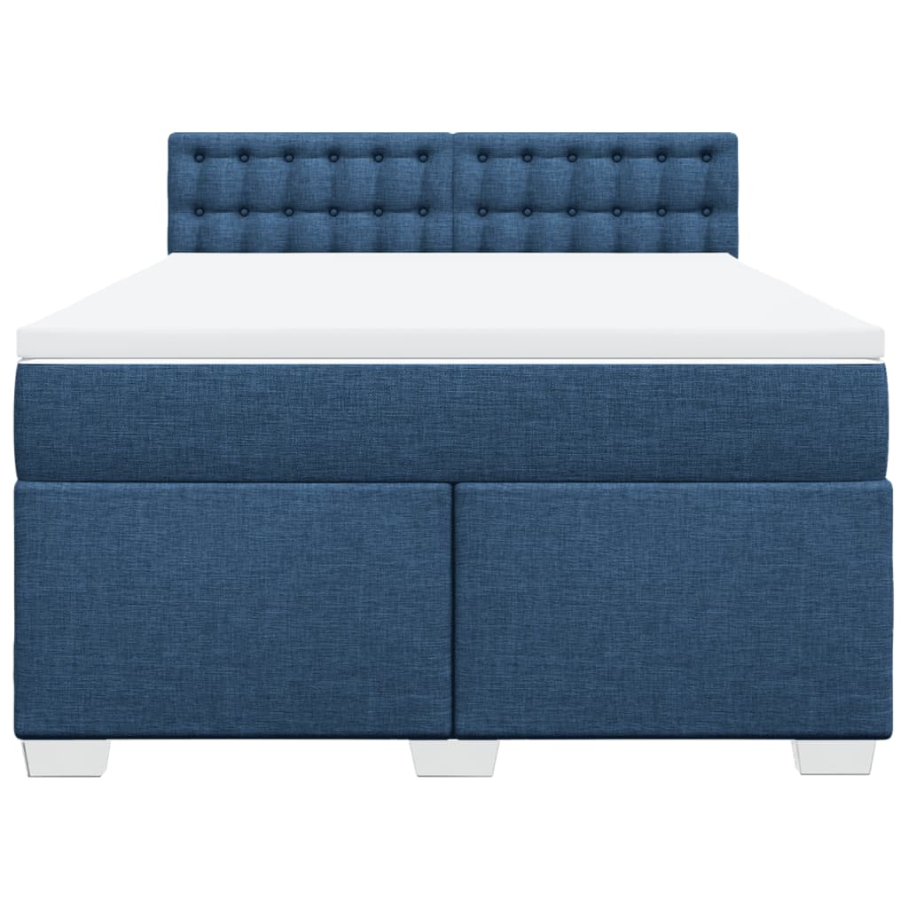 Boxspring met matras stof blauw 140x200 cm