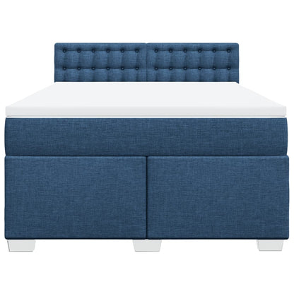 Boxspring met matras stof blauw 140x200 cm