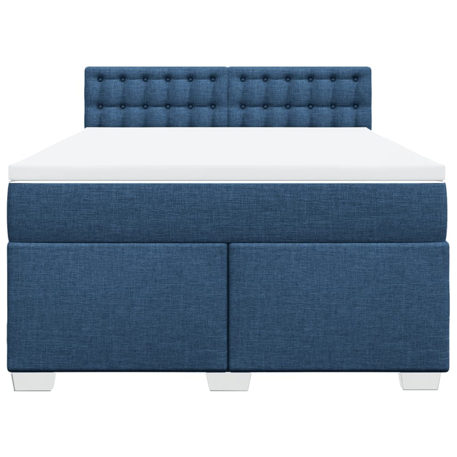 Boxspring met matras stof blauw 140x200 cm