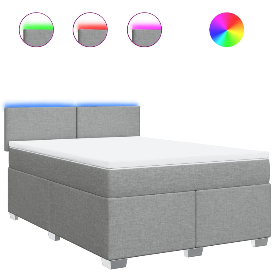 Boxspring met matras stof lichtgrijs 160x200 cm