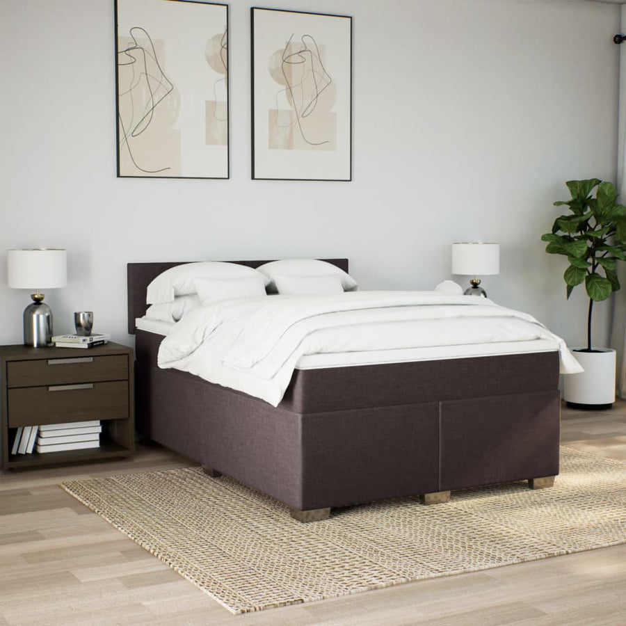 Boxspring met matras stof donkerbruin 160x200 cm