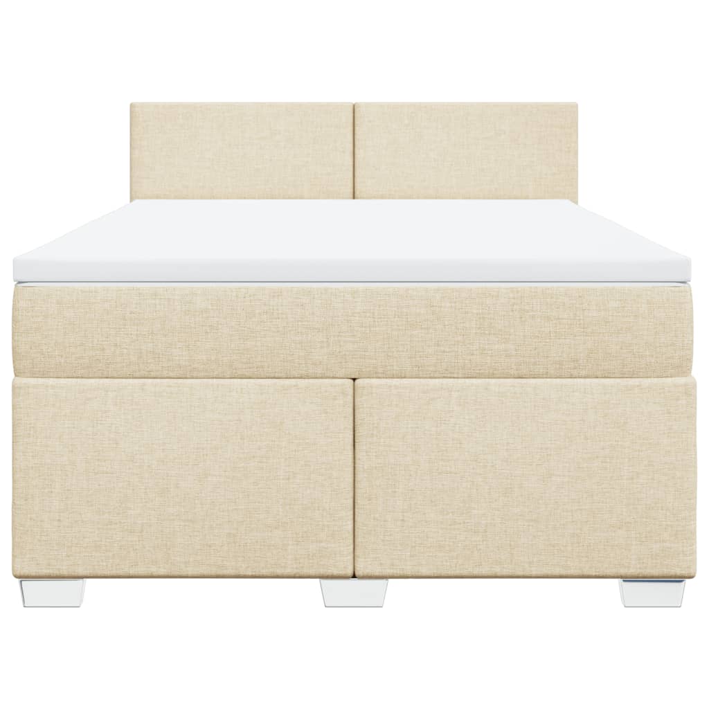 Boxspring met matras stof crèmekleurig 160x200 cm