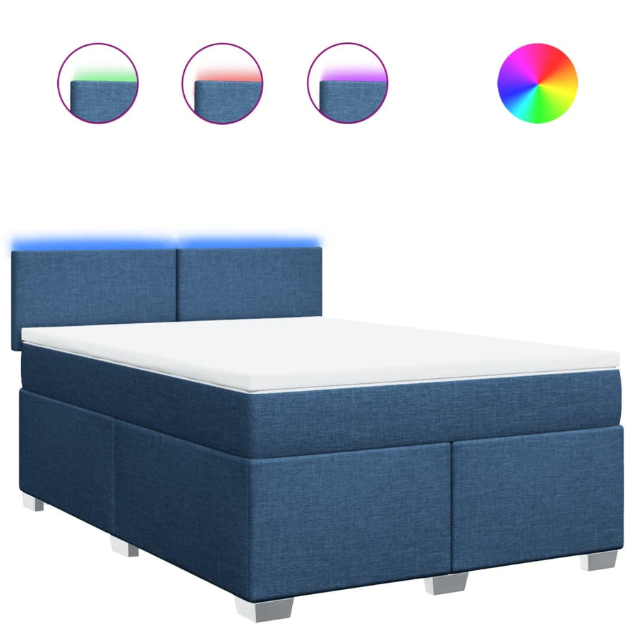Boxspring met matras stof blauw 160x200 cm