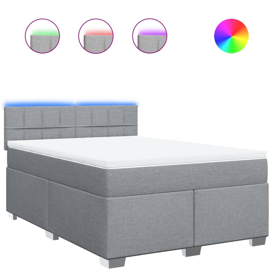 Boxspring met matras stof lichtgrijs 160x200 cm