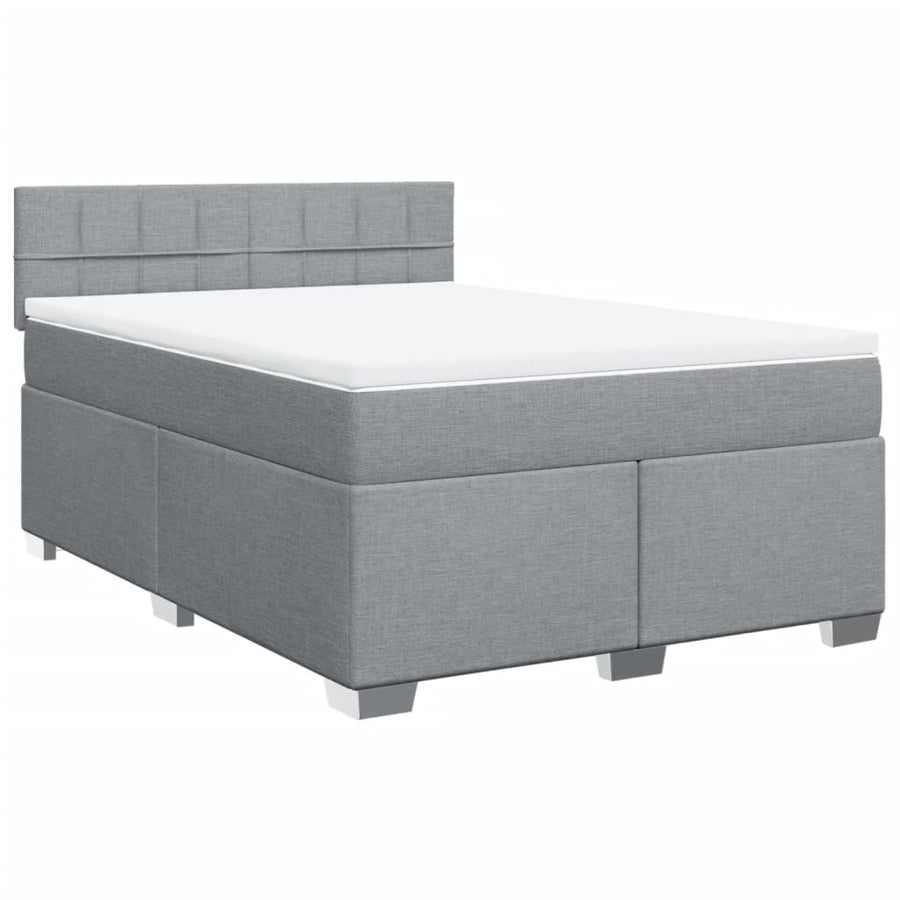 Boxspring met matras stof lichtgrijs 160x200 cm