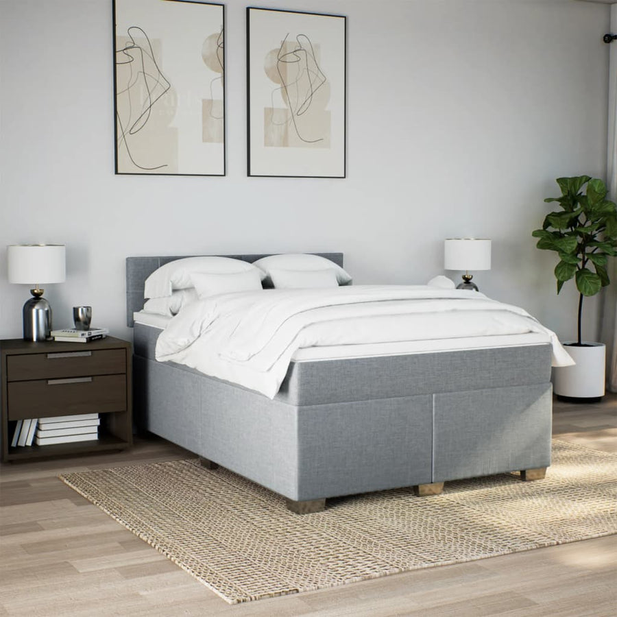Boxspring met matras stof lichtgrijs 160x200 cm