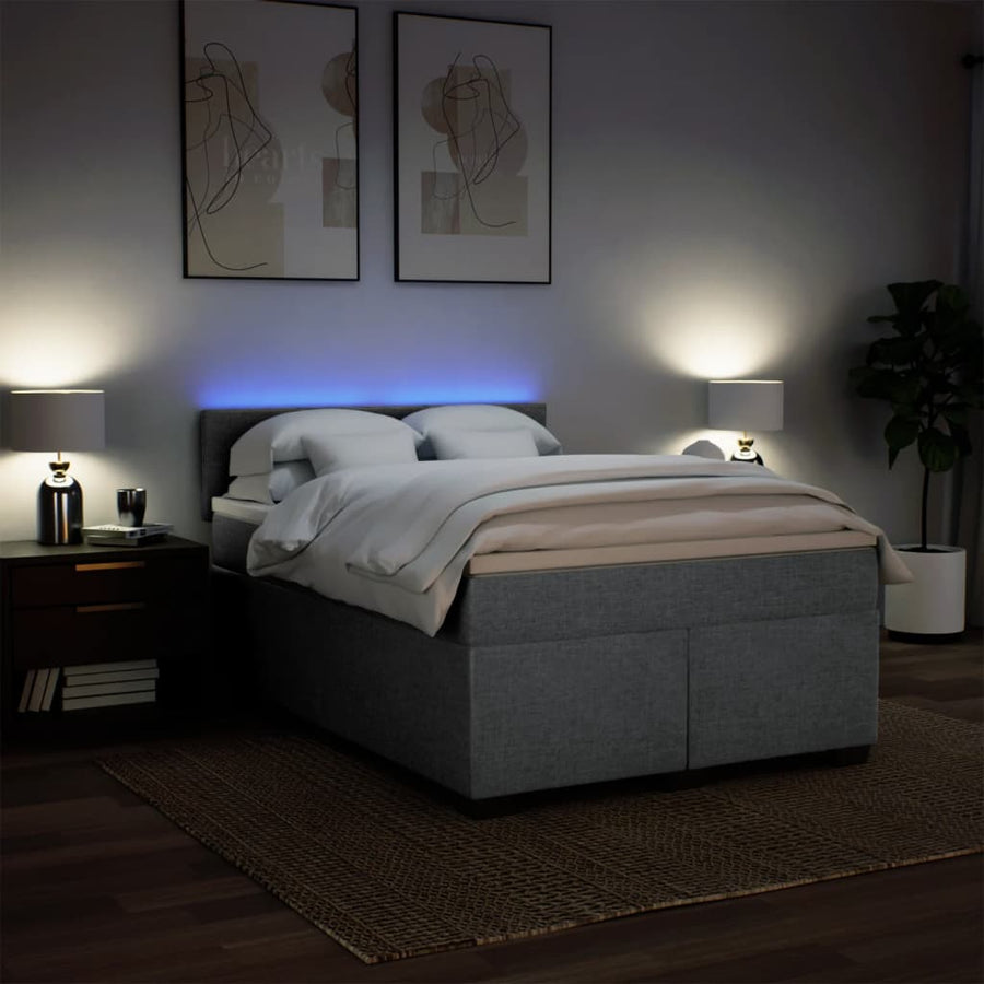 Boxspring met matras stof lichtgrijs 160x200 cm