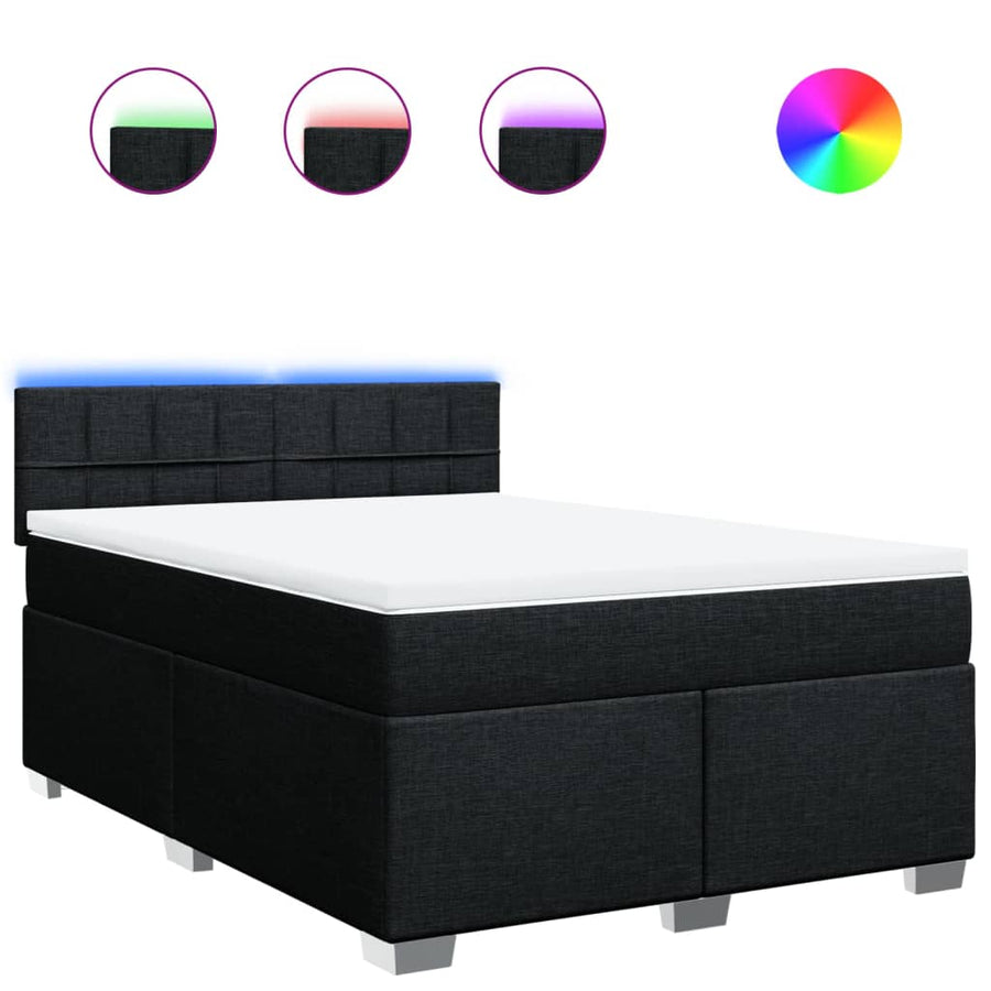Boxspring met matras stof zwart 160x200 cm