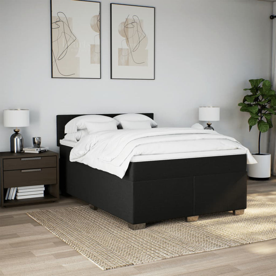 Boxspring met matras stof zwart 160x200 cm