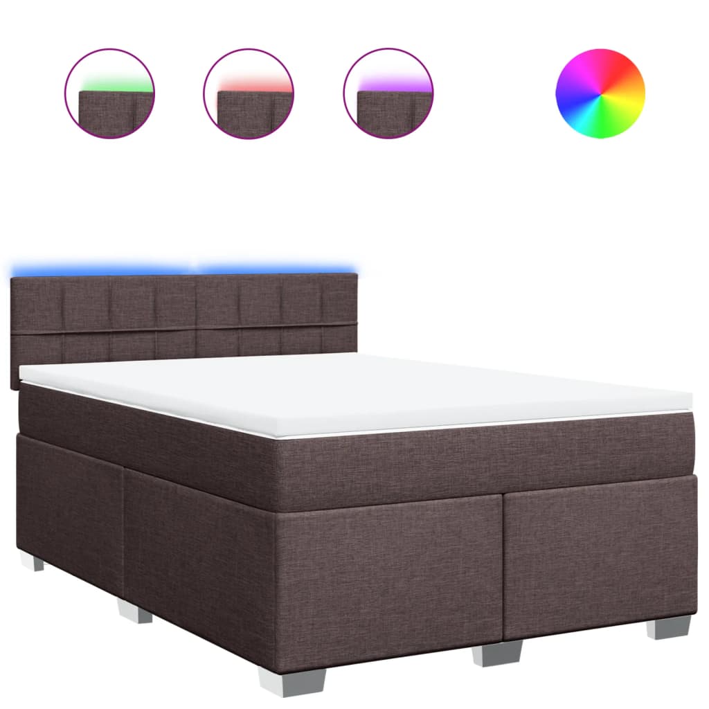 Boxspring met matras stof donkerbruin 160x200 cm