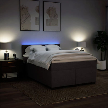 Boxspring met matras stof donkerbruin 160x200 cm