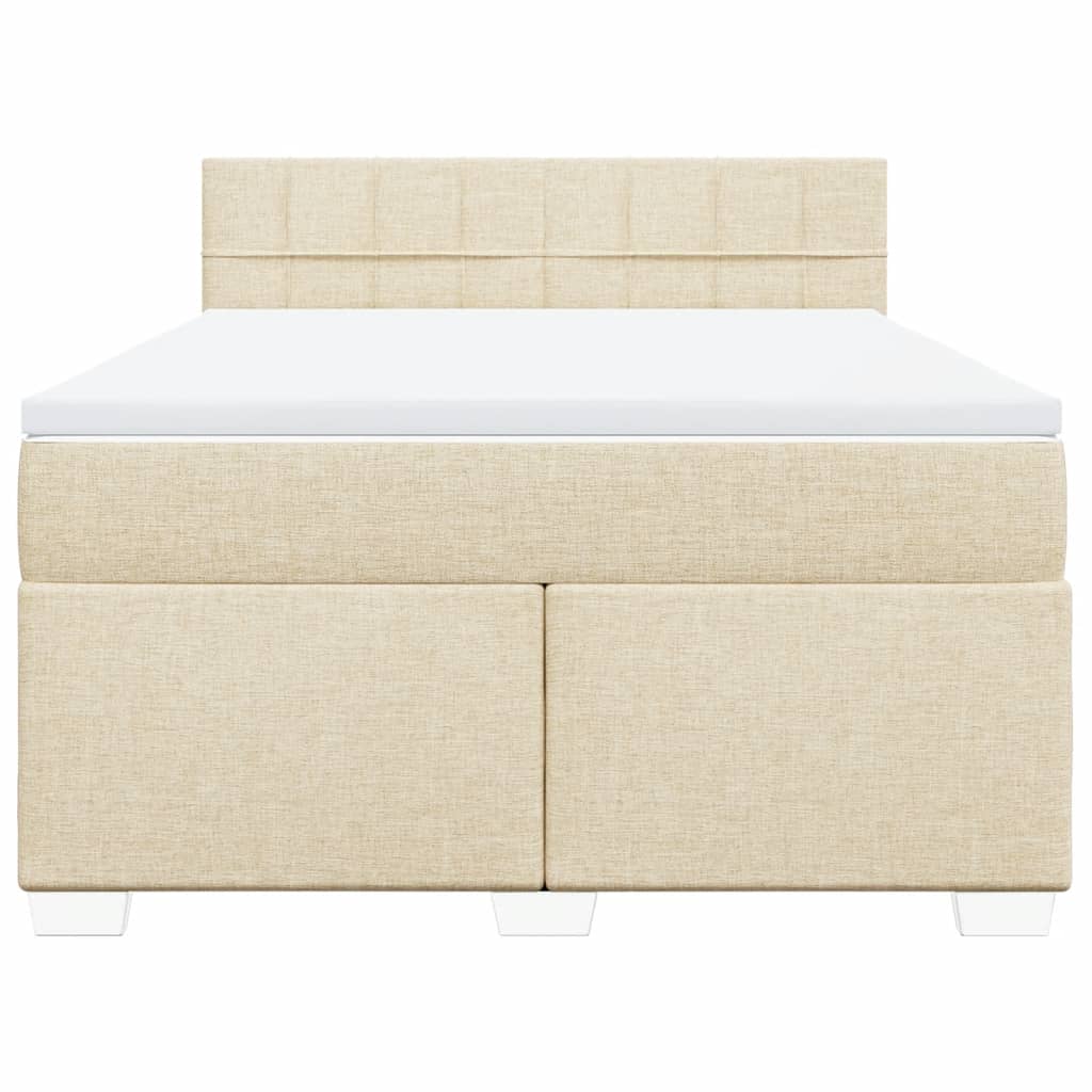 Boxspring met matras stof crèmekleurig 160x200 cm