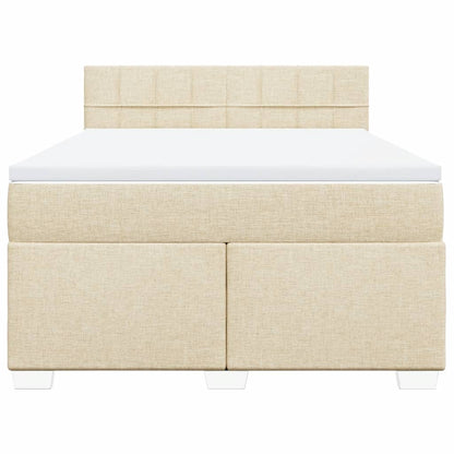 Boxspring met matras stof crèmekleurig 160x200 cm