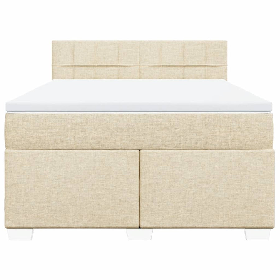 Boxspring met matras stof crèmekleurig 160x200 cm