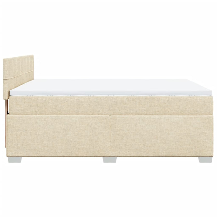 Boxspring met matras stof crèmekleurig 160x200 cm