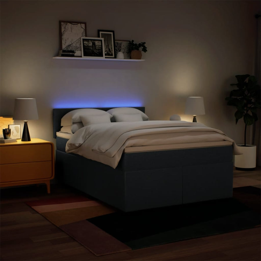 Boxspring met matras stof blauw 160x200 cm