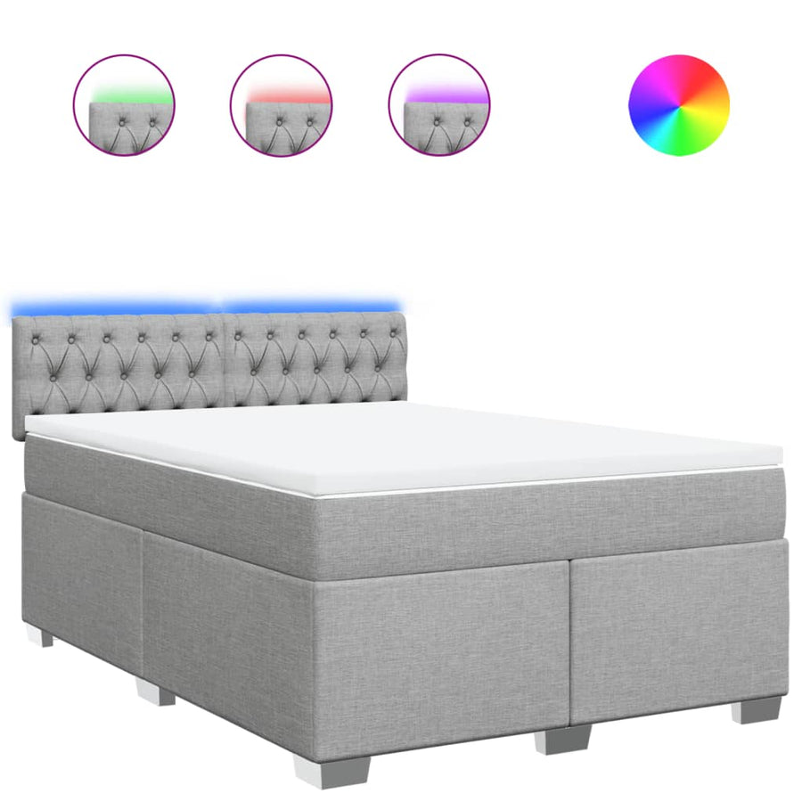 Boxspring met matras stof lichtgrijs 160x200 cm