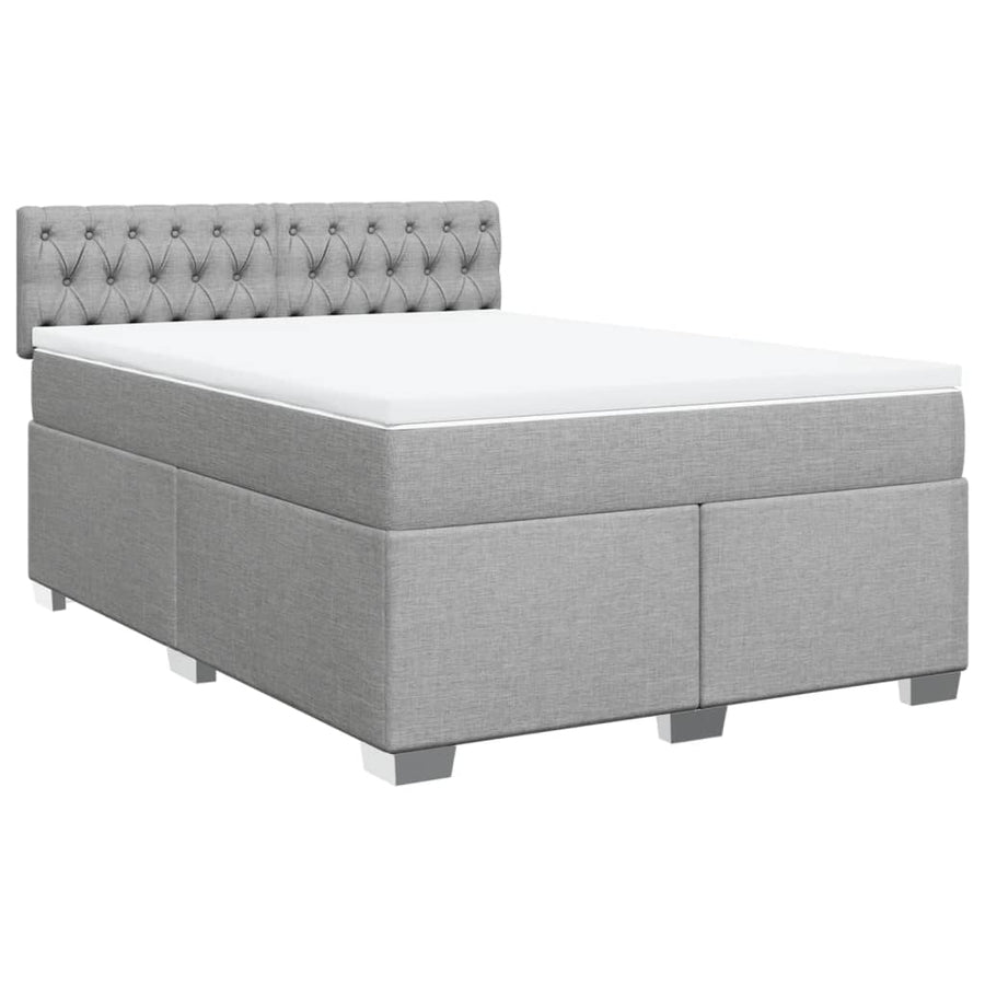 Boxspring met matras stof lichtgrijs 160x200 cm