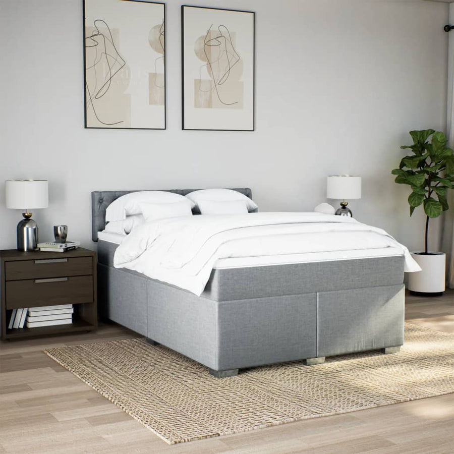 Boxspring met matras stof lichtgrijs 160x200 cm