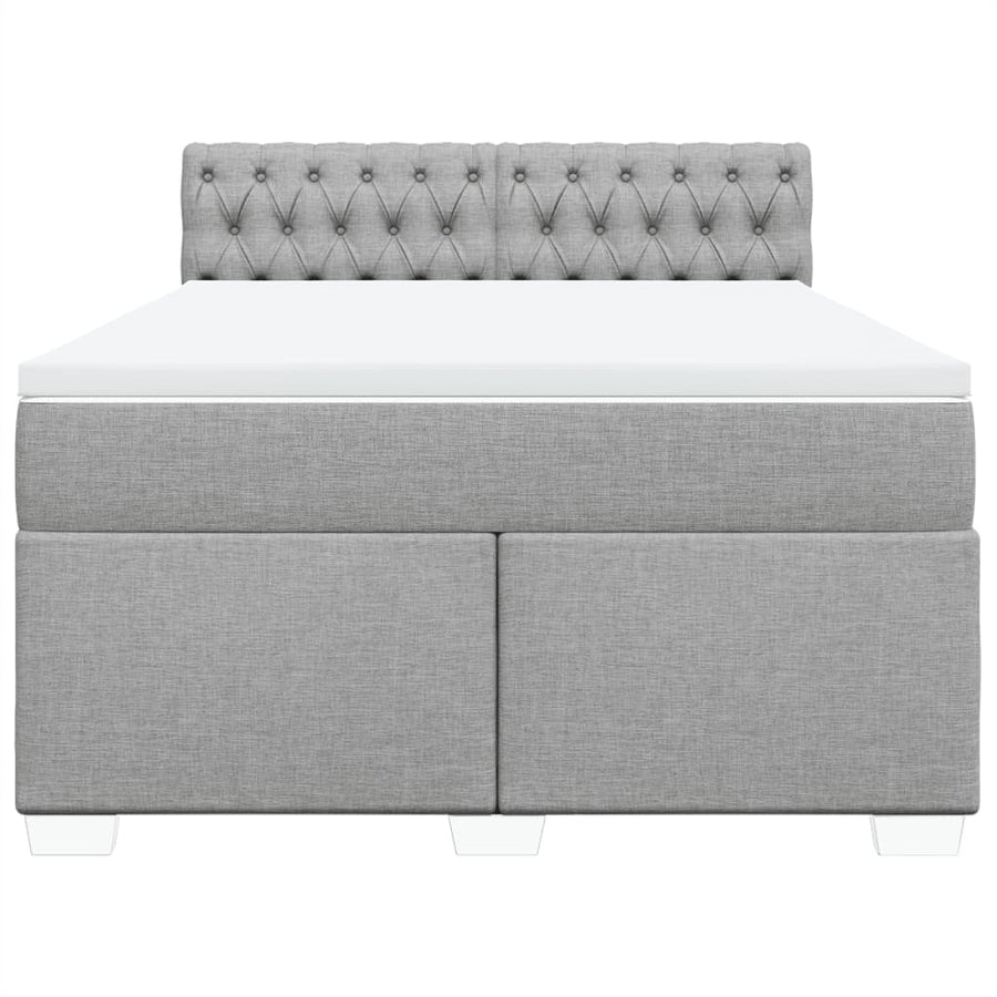 Boxspring met matras stof lichtgrijs 160x200 cm