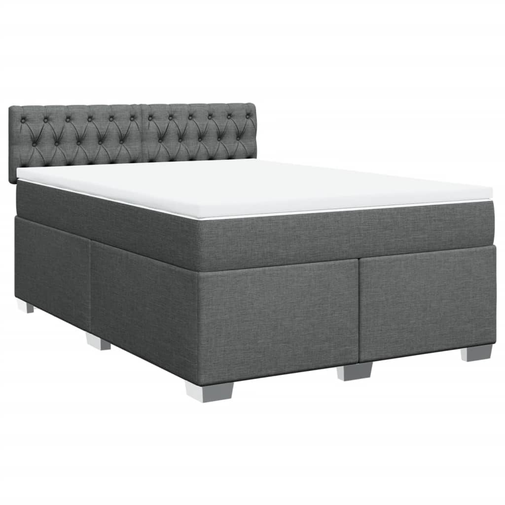 Boxspring met matras stof donkergrijs 160x200 cm