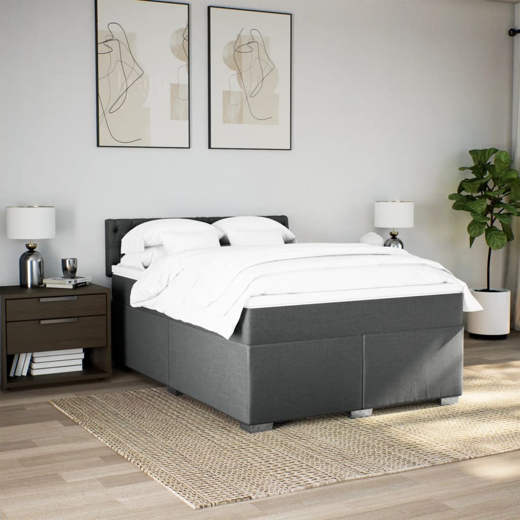 Boxspring met matras stof donkergrijs 160x200 cm