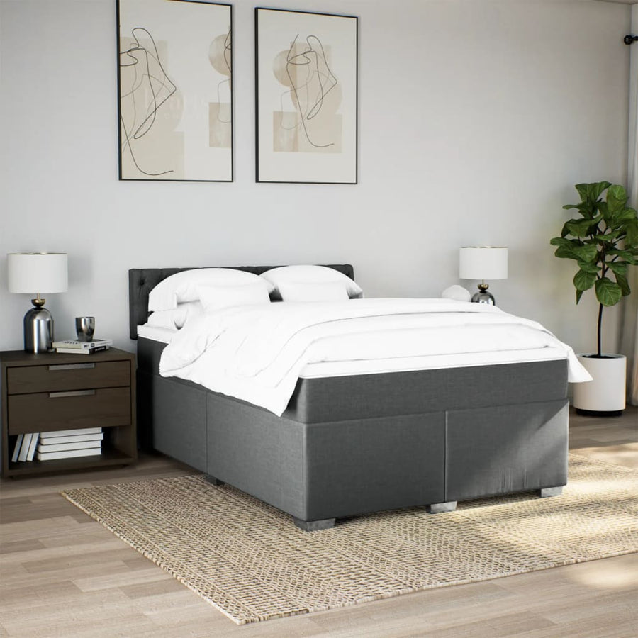Boxspring met matras stof donkergrijs 160x200 cm