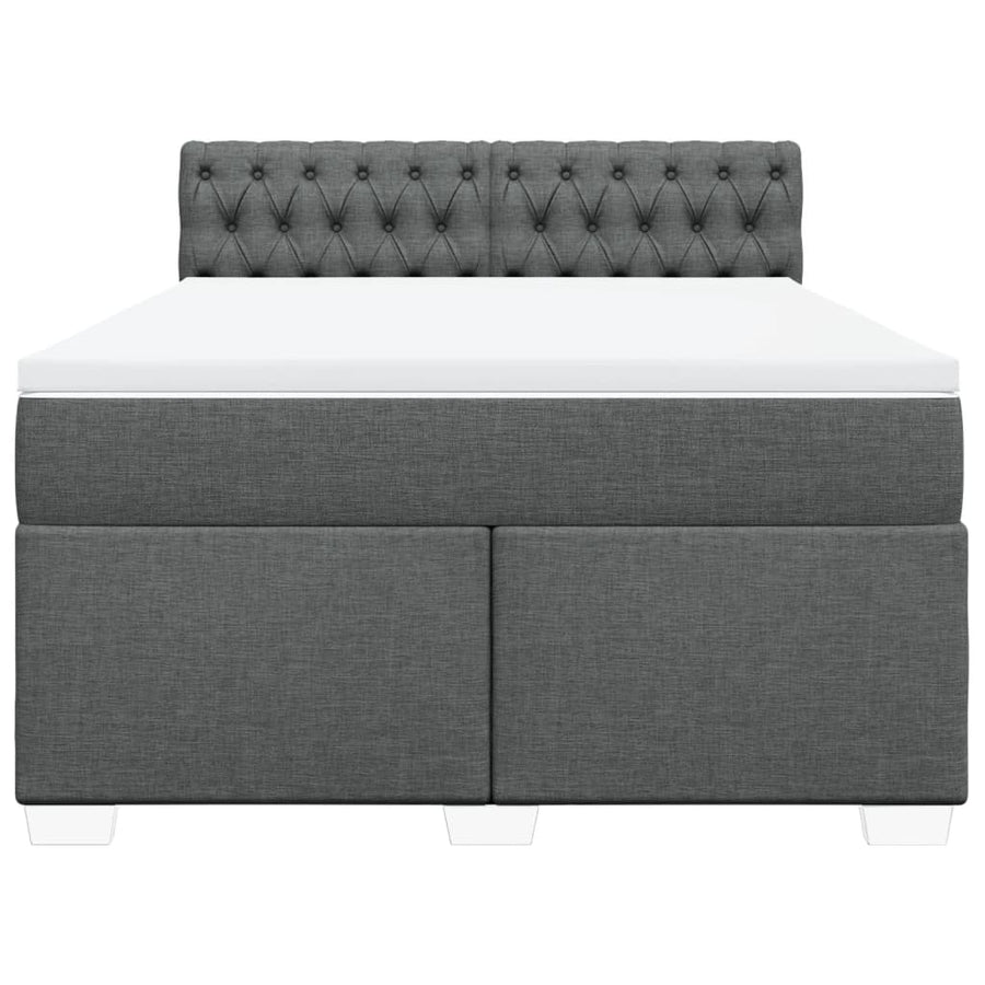 Boxspring met matras stof donkergrijs 160x200 cm
