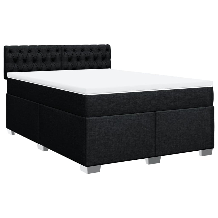 Boxspring met matras stof zwart 160x200 cm