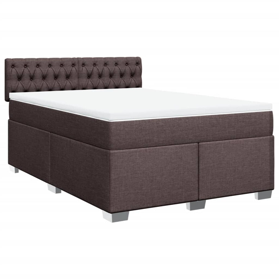 Boxspring met matras stof donkerbruin 160x200 cm