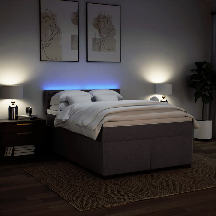 Boxspring met matras stof donkerbruin 160x200 cm