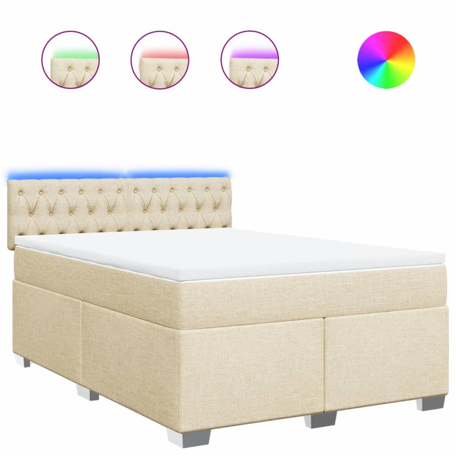 Boxspring met matras stof crèmekleurig 160x200 cm