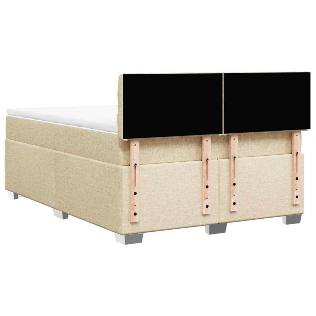 Boxspring met matras stof crèmekleurig 160x200 cm