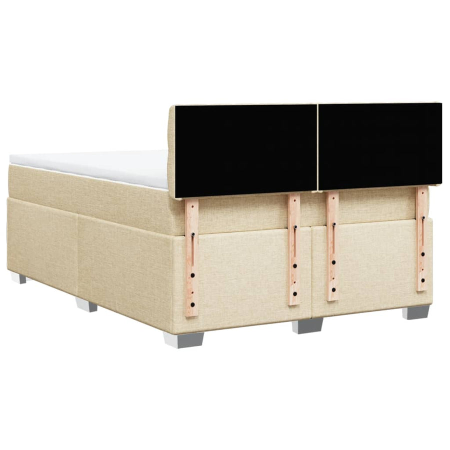 Boxspring met matras stof crèmekleurig 160x200 cm
