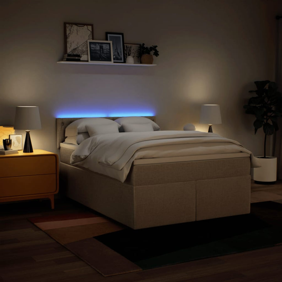 Boxspring met matras stof crèmekleurig 160x200 cm