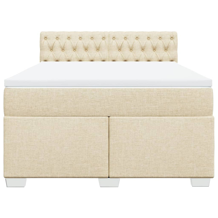 Boxspring met matras stof crèmekleurig 160x200 cm