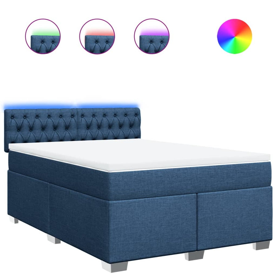Boxspring met matras stof blauw 160x200 cm