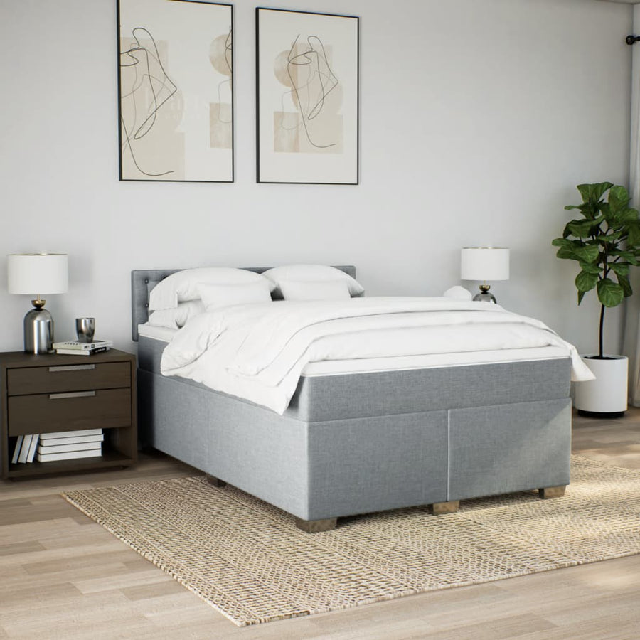 Boxspring met matras stof lichtgrijs 160x200 cm