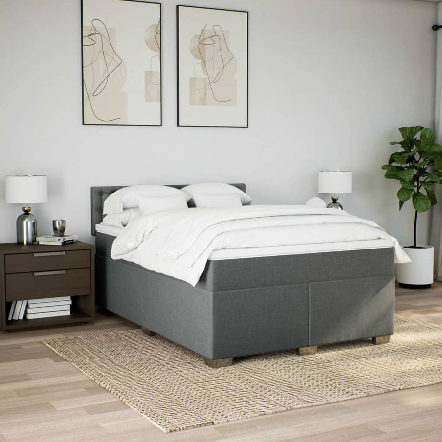 Boxspring met matras stof donkergrijs 160x200 cm