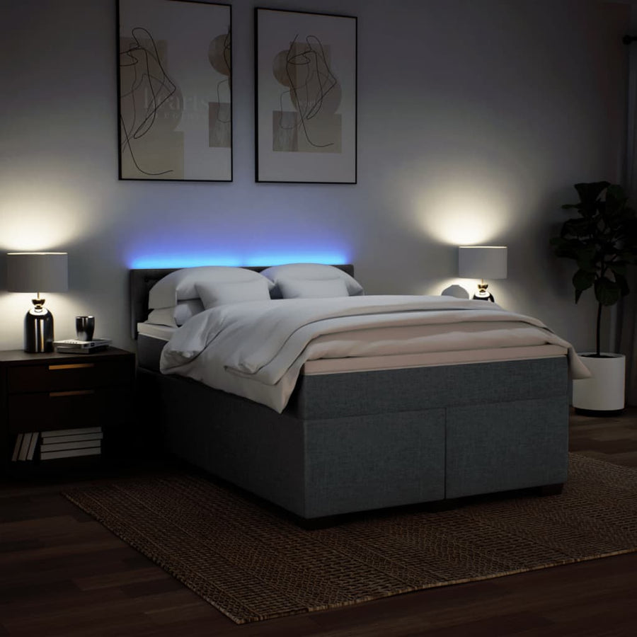 Boxspring met matras stof donkergrijs 160x200 cm