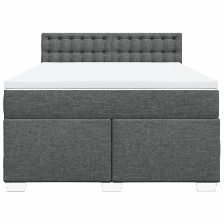 Boxspring met matras stof donkergrijs 160x200 cm