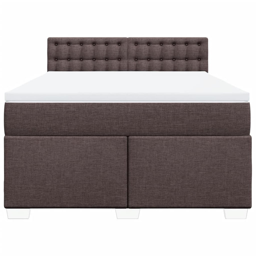 Boxspring met matras stof donkerbruin 160x200 cm
