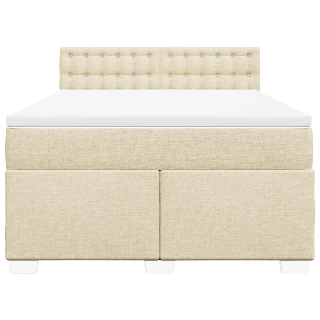Boxspring met matras stof crèmekleurig 160x200 cm