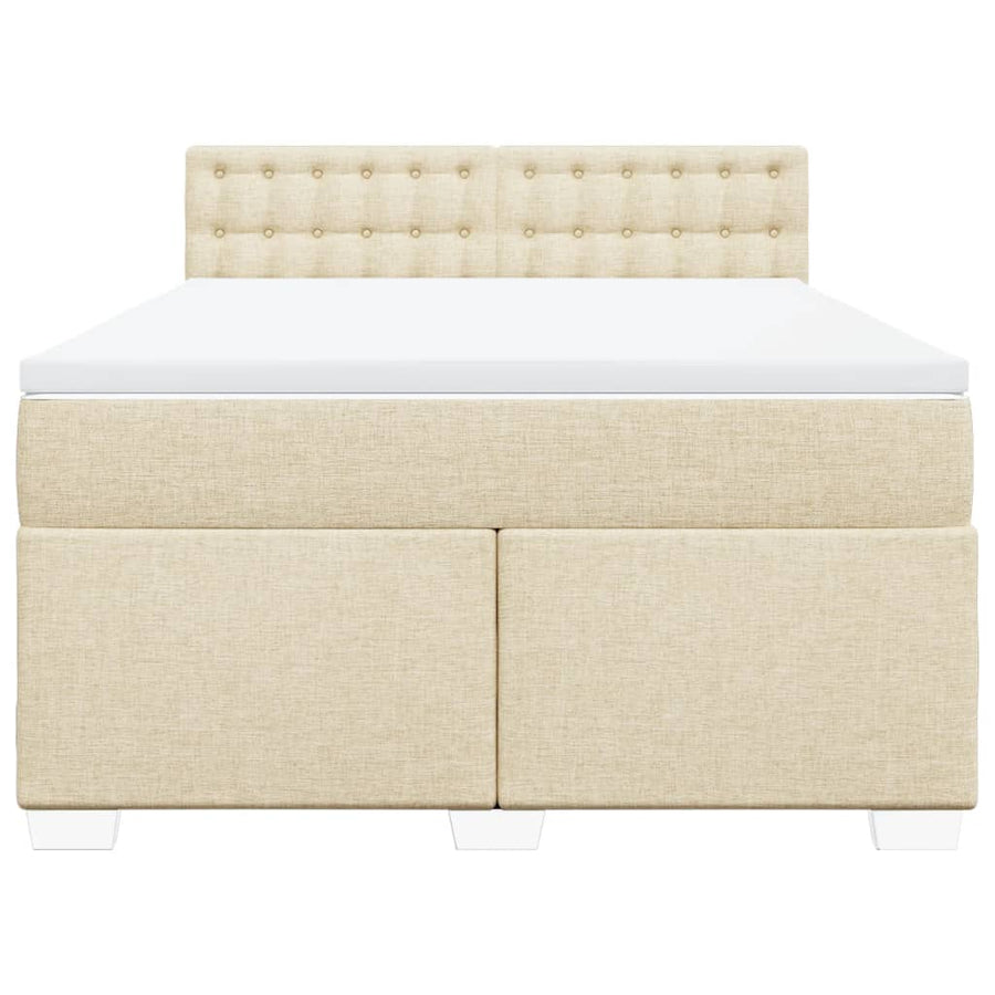 Boxspring met matras stof crèmekleurig 160x200 cm