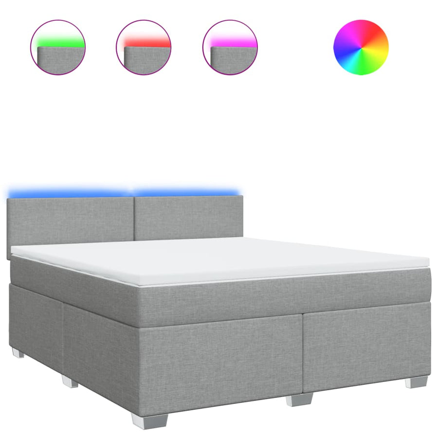 Boxspring met matras stof lichtgrijs 180x200 cm